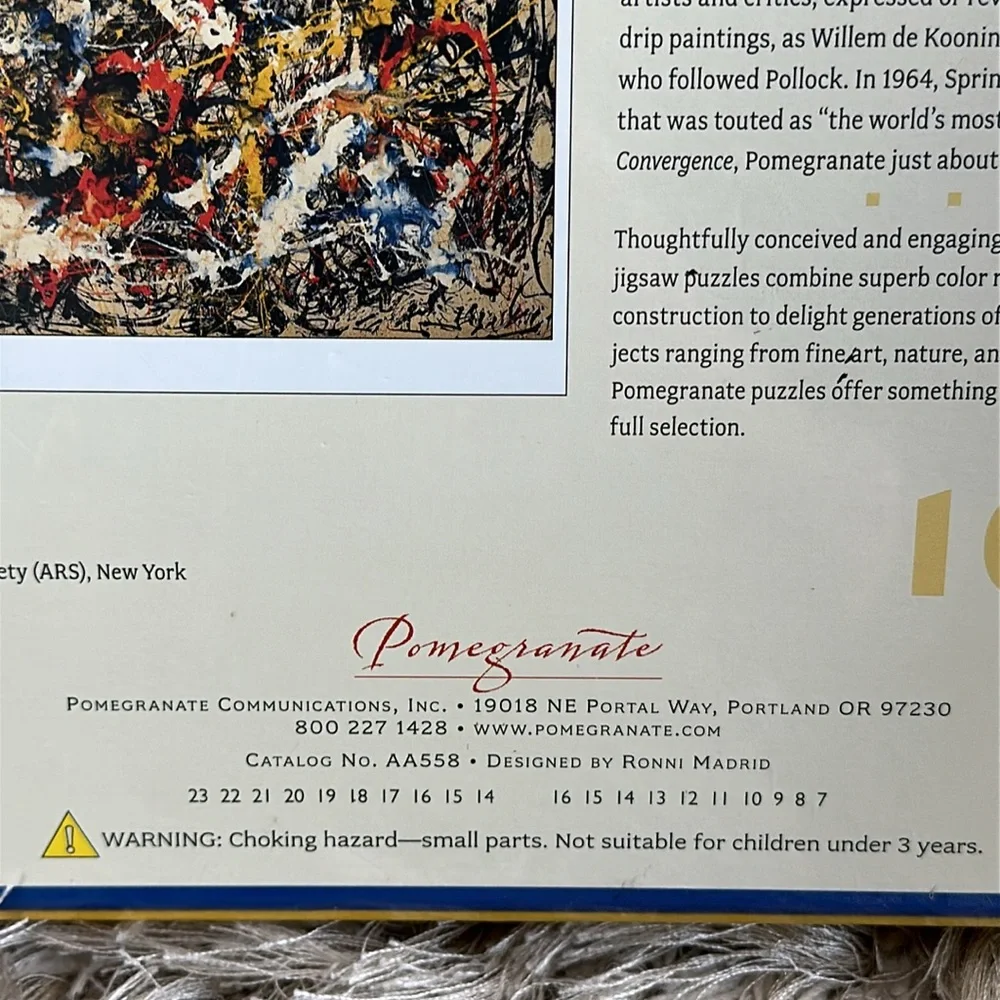 Jackson Pollock Convergence 1000 Piece Jigsaw Puzzle‎ Pomegranate Art Puzzle